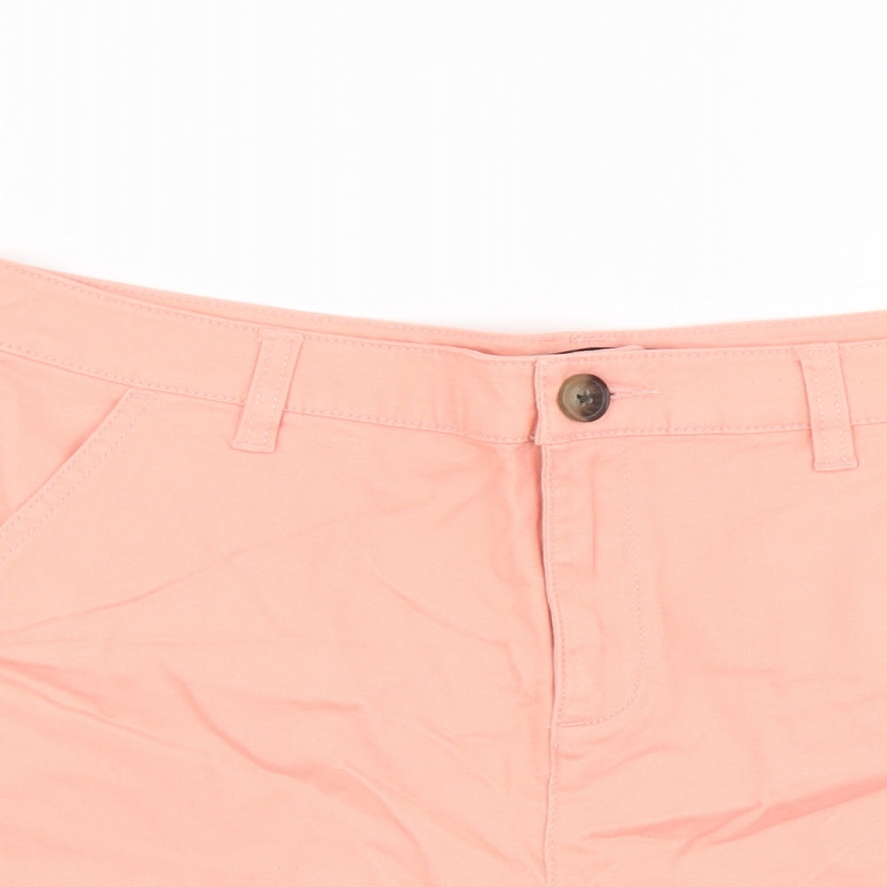 F&F Womens Orange Cotton Chino Shorts Size 10 L4 in Regular Button