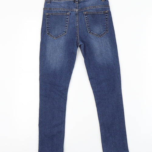 Denim & Co. Girls Blue Cotton Skinny Jeans Size 9-10 Years Regular Button