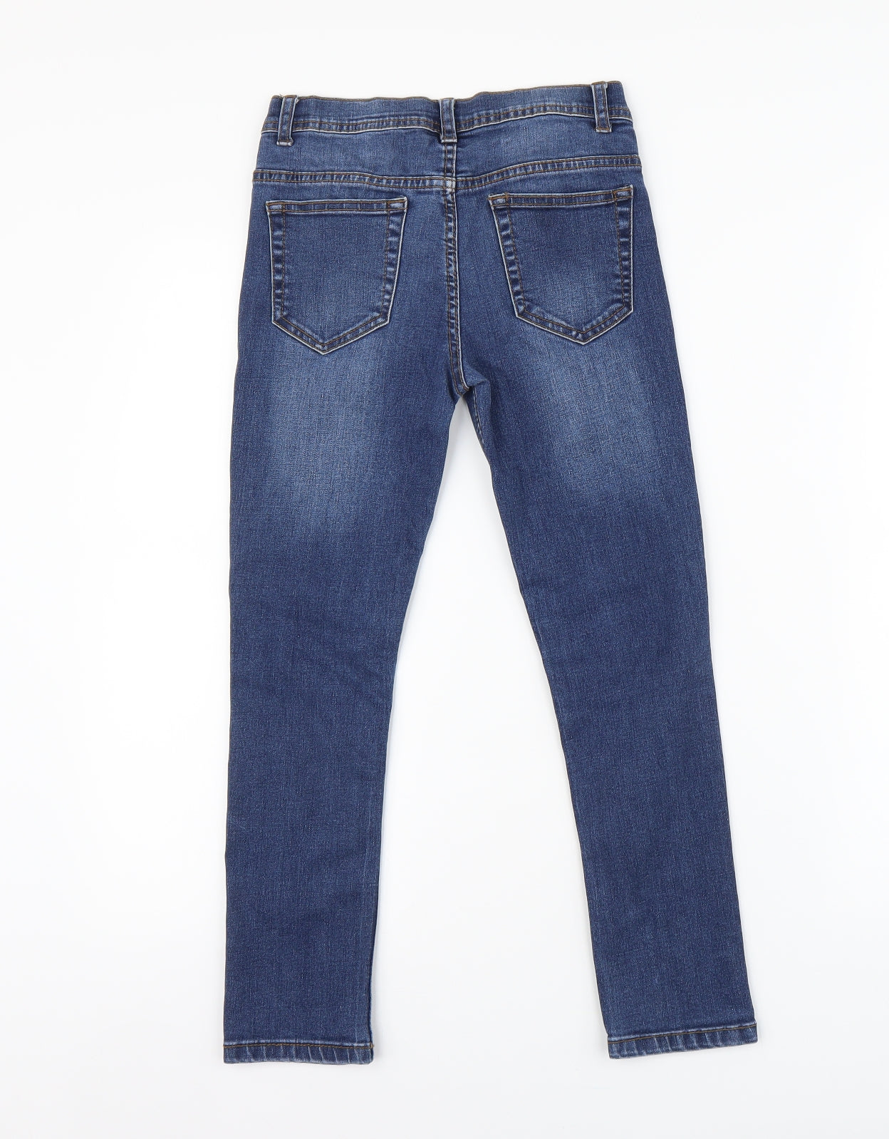 Denim & Co. Girls Blue Cotton Skinny Jeans Size 9-10 Years Regular Button