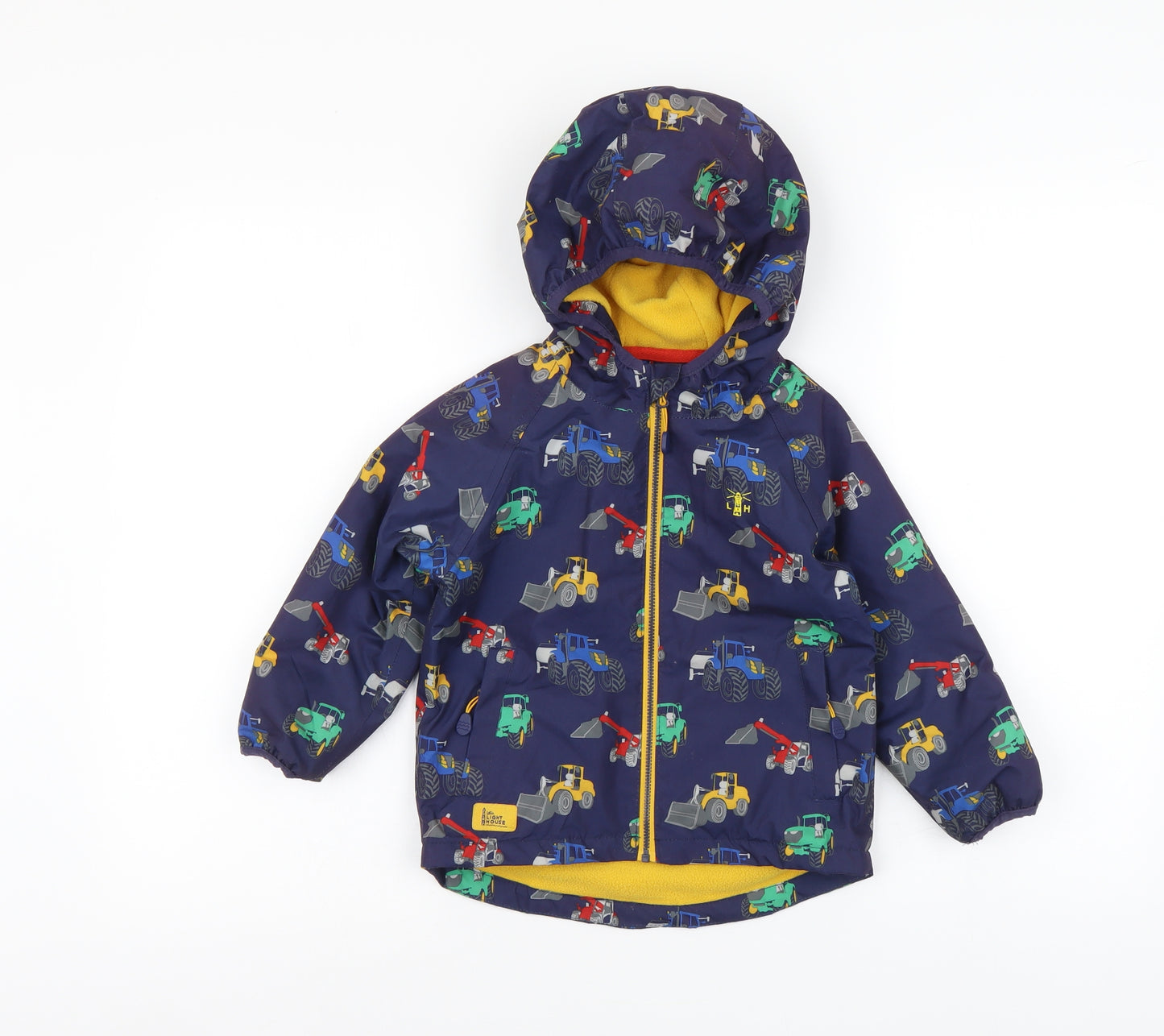 Light House Boys Blue Geometric Rain Coat Jacket Size 2-3 Years Zip