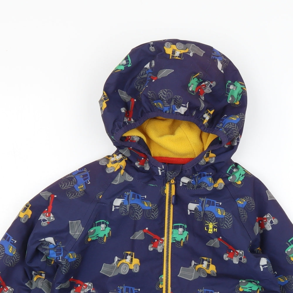 Light House Boys Blue Geometric Rain Coat Jacket Size 2-3 Years Zip