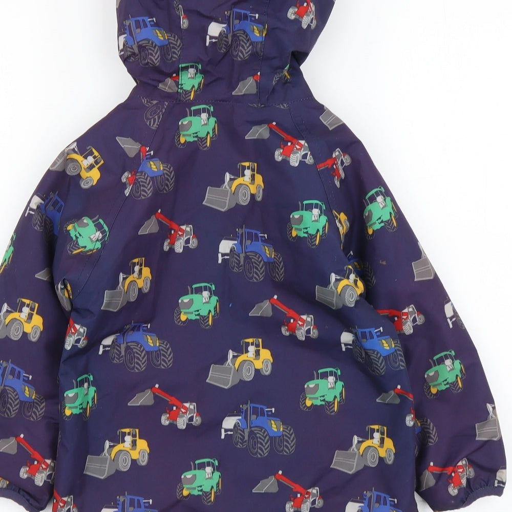 Light House Boys Blue Geometric Rain Coat Jacket Size 2-3 Years Zip