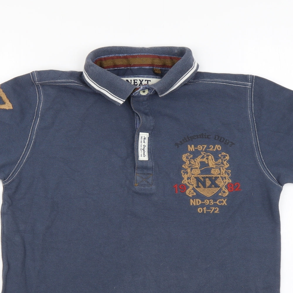 NEXT Boys Grey Cotton Basic Polo Size 12 Years Collared Button