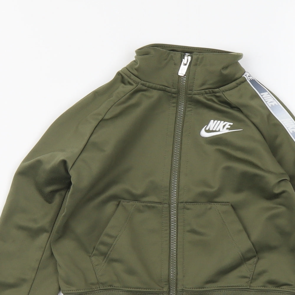 Nike Boys Green Polyester Full Zip Sweatshirt Size 2-3 Years Zip