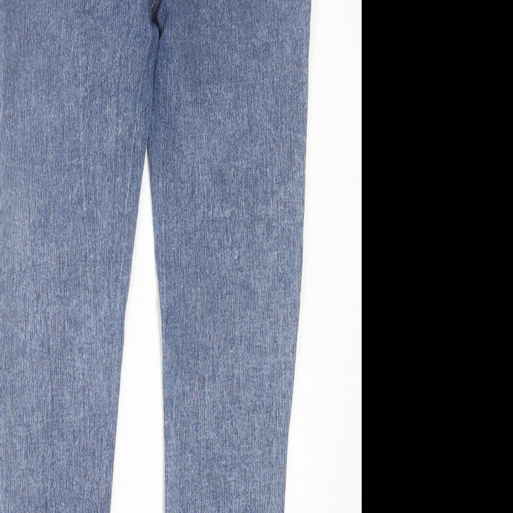 Matalan Girls Blue Cotton Skinny Jeans Size 12 Years Regular Button