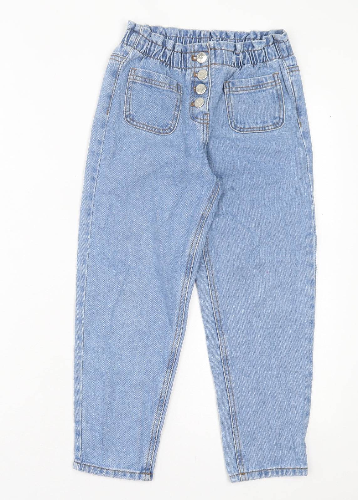 Matalan Girls Blue Cotton Straight Jeans Size 8 Years Regular Button