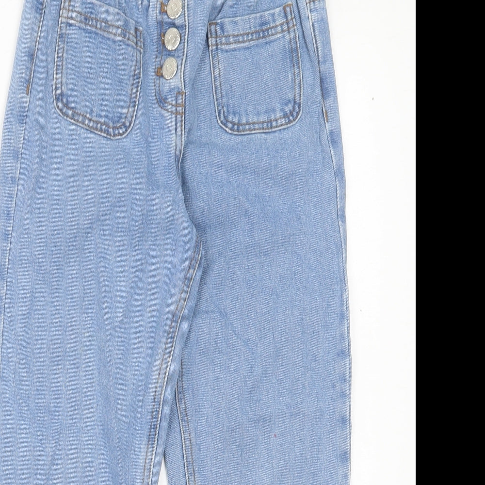 Matalan Girls Blue Cotton Straight Jeans Size 8 Years Regular Button