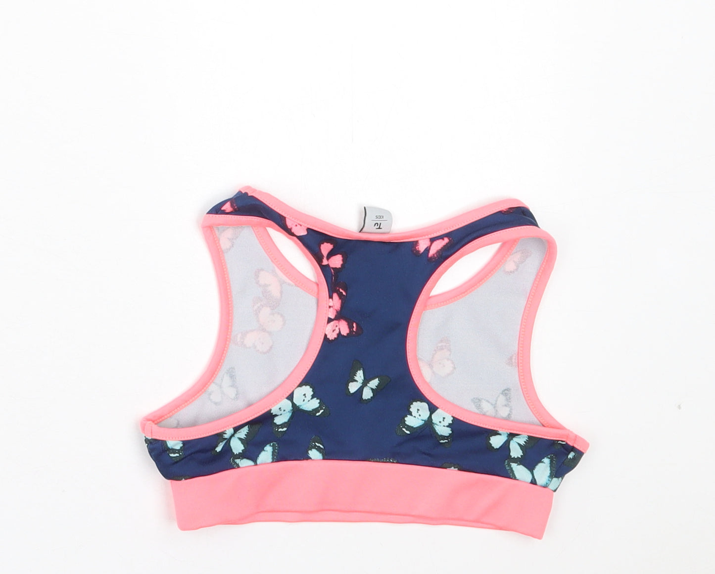 TU Girls Blue Geometric Polyester Cropped Tank Size 7 Years Scoop Neck Pullover - Butterfly Print