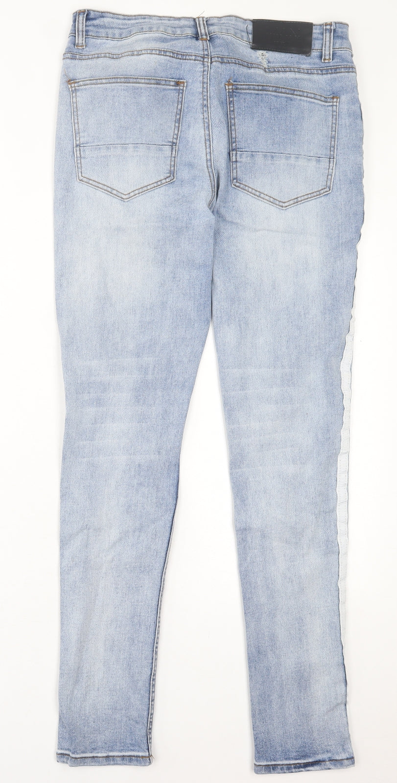 Boohoo Mens Blue Cotton Skinny Jeans Size 32 in L30 in Regular Button