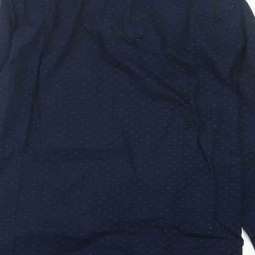 H&M Mens Blue Geometric Cotton Button-Up Size S Collared Button