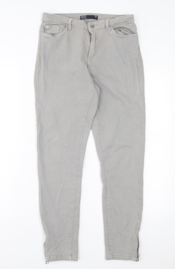 Dunnes Stores Womens Grey Cotton Skinny Jeans Size 12 L26 in Regular Button