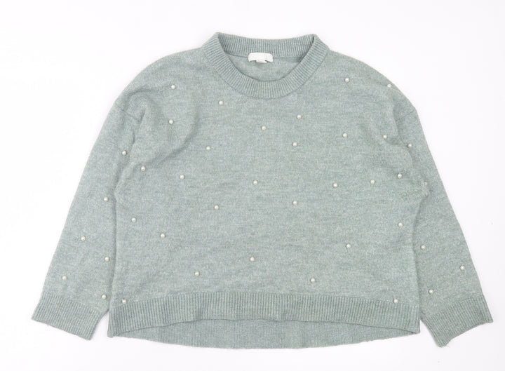 H&M Womens Green Crew Neck Acrylic Pullover Jumper Size S