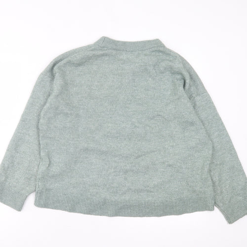 H&M Womens Green Crew Neck Acrylic Pullover Jumper Size S
