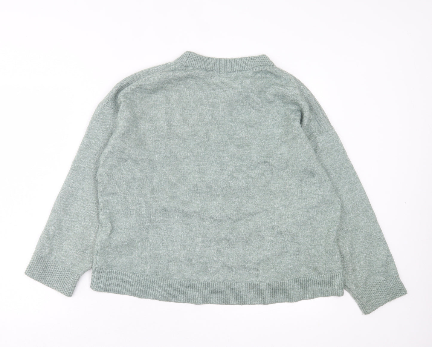 H&M Womens Green Crew Neck Acrylic Pullover Jumper Size S