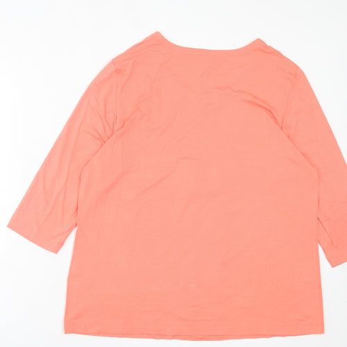 Gerry Weber Womens Pink Polyester Basic T-Shirt Size 18 Crew Neck