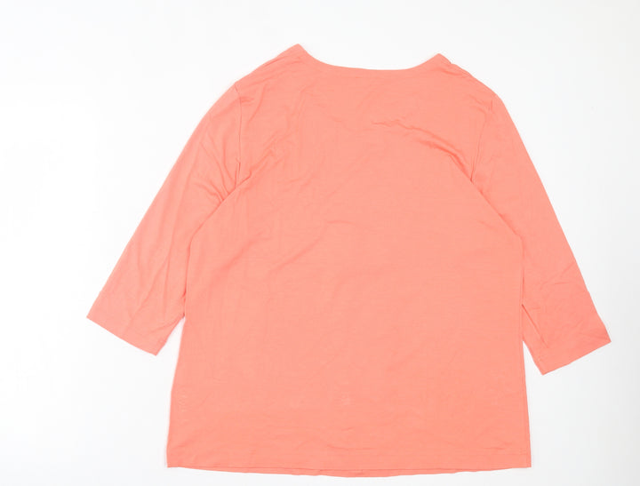 Gerry Weber Womens Pink Polyester Basic T-Shirt Size 18 Crew Neck