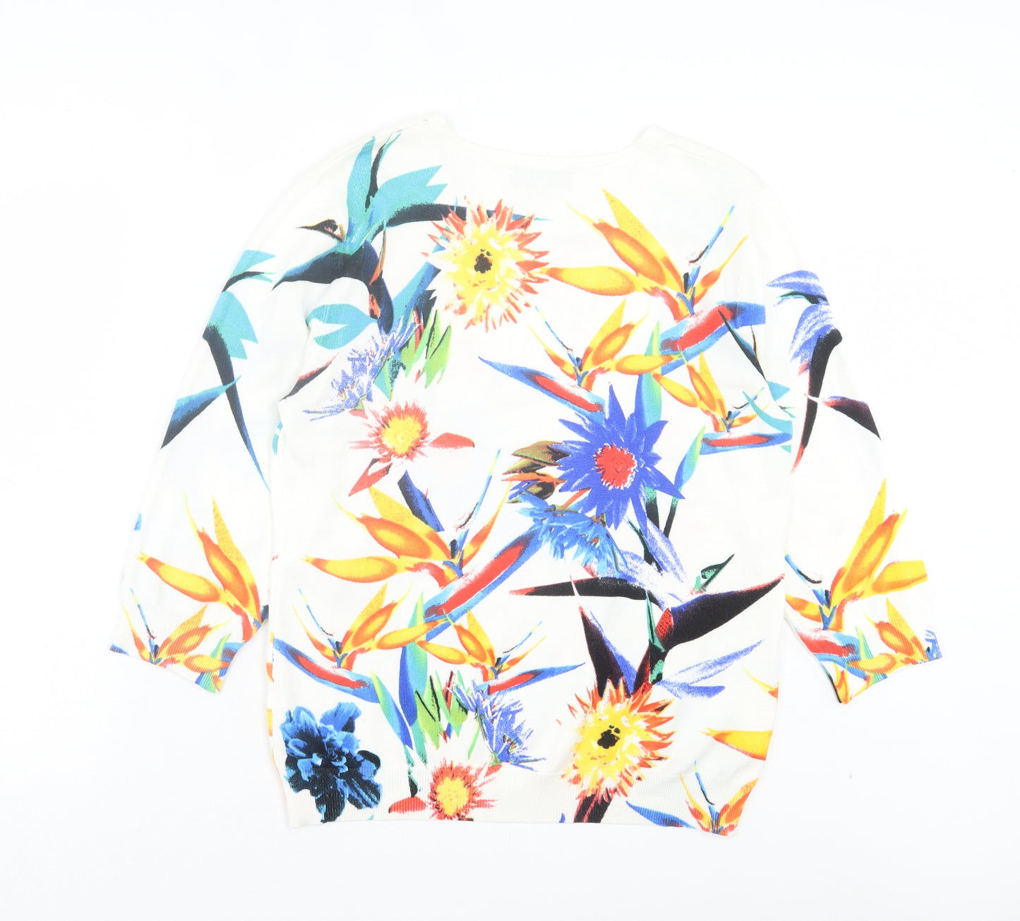 BASSINI Womens Multicoloured Crew Neck Floral Viscose Pullover Jumper Size L