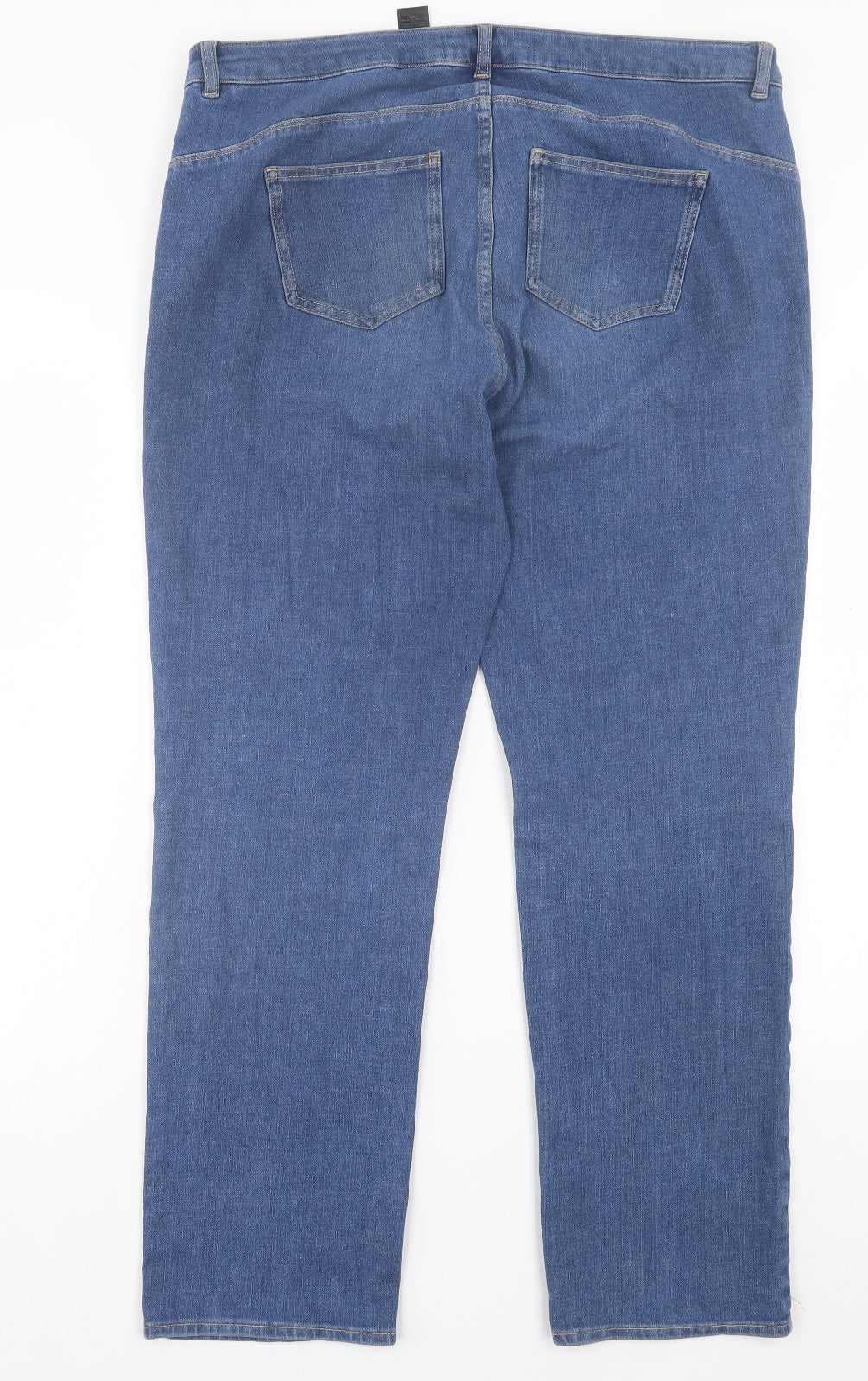 NEXT Womens Blue Cotton Straight Jeans Size 18 L30 in Slim Button