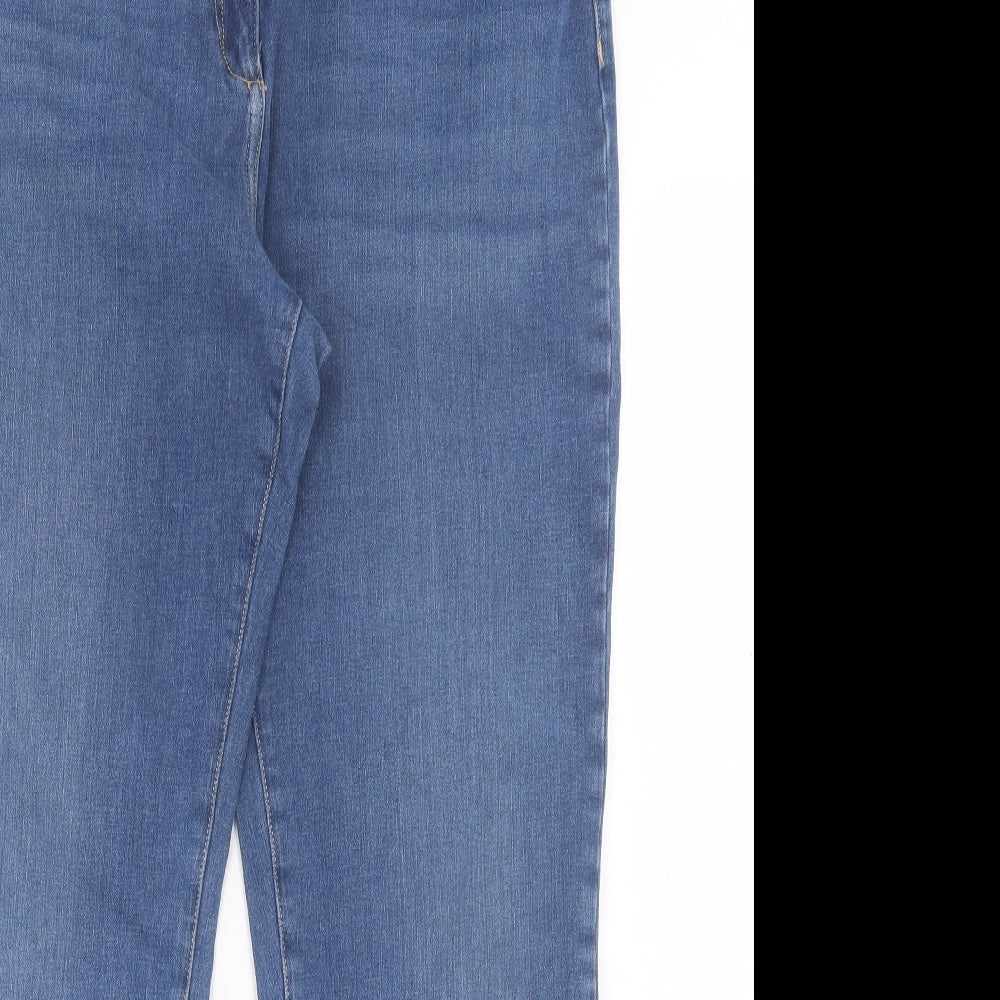 NEXT Womens Blue Cotton Straight Jeans Size 18 L30 in Slim Button