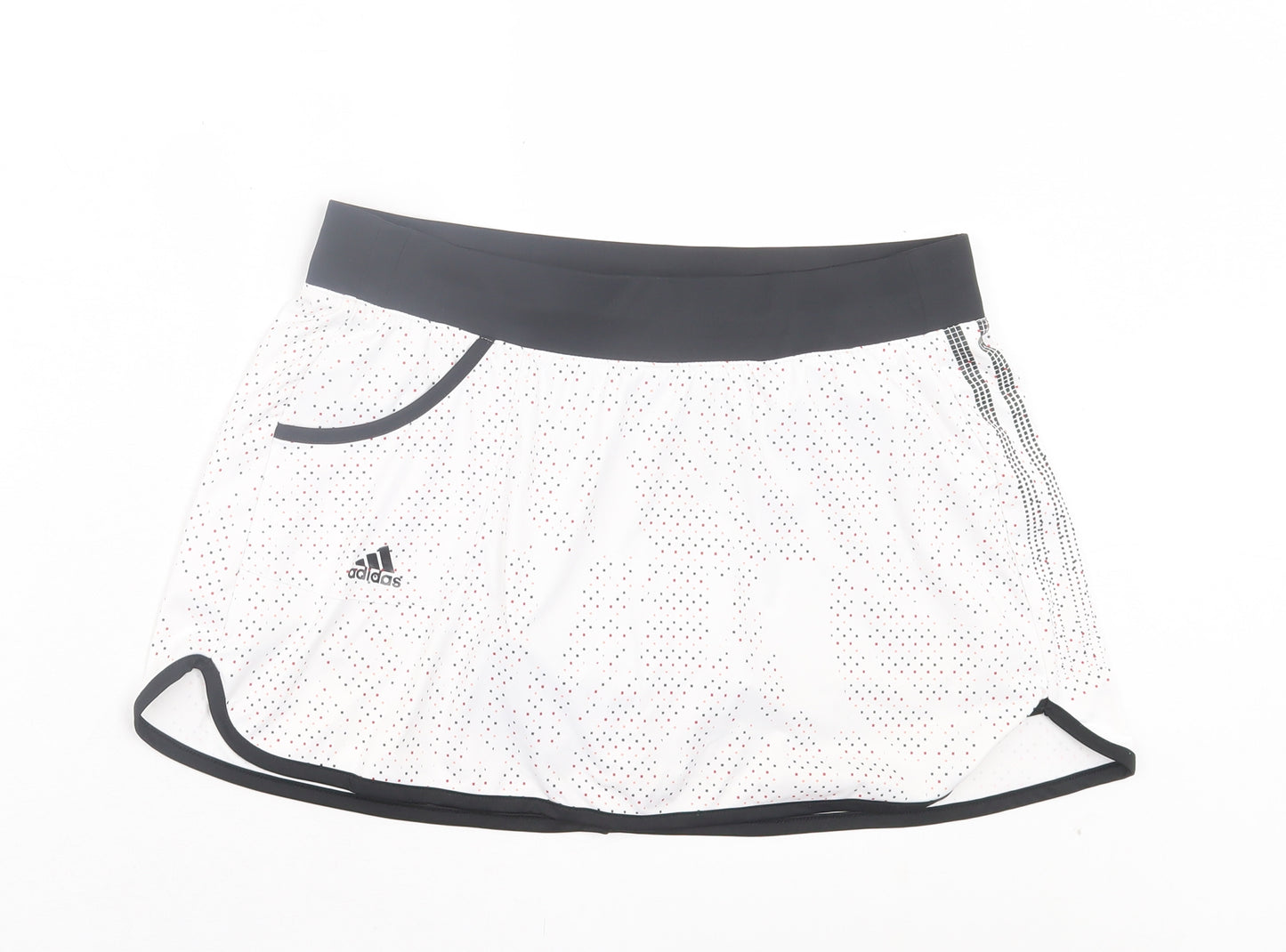 adidas Womens White Geometric Polyester Compression Shorts Size M L3 in Regular - Skort