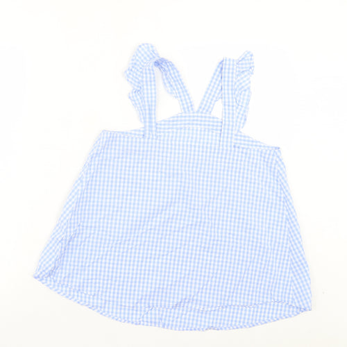 River Island Womens Blue Check Cotton Basic Tank Size 8 Halter