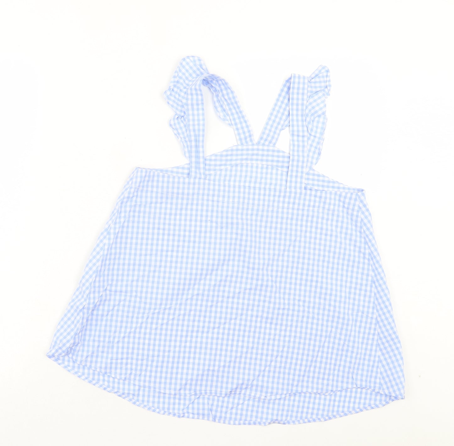River Island Womens Blue Check Cotton Basic Tank Size 8 Halter
