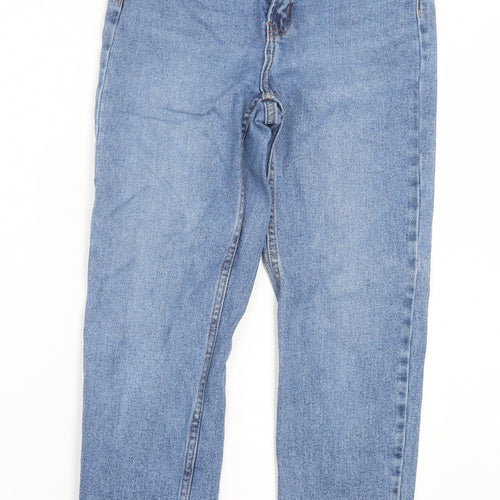 Denim & Co. Womens Blue Cotton Straight Jeans Size 8 L26 in Regular Button