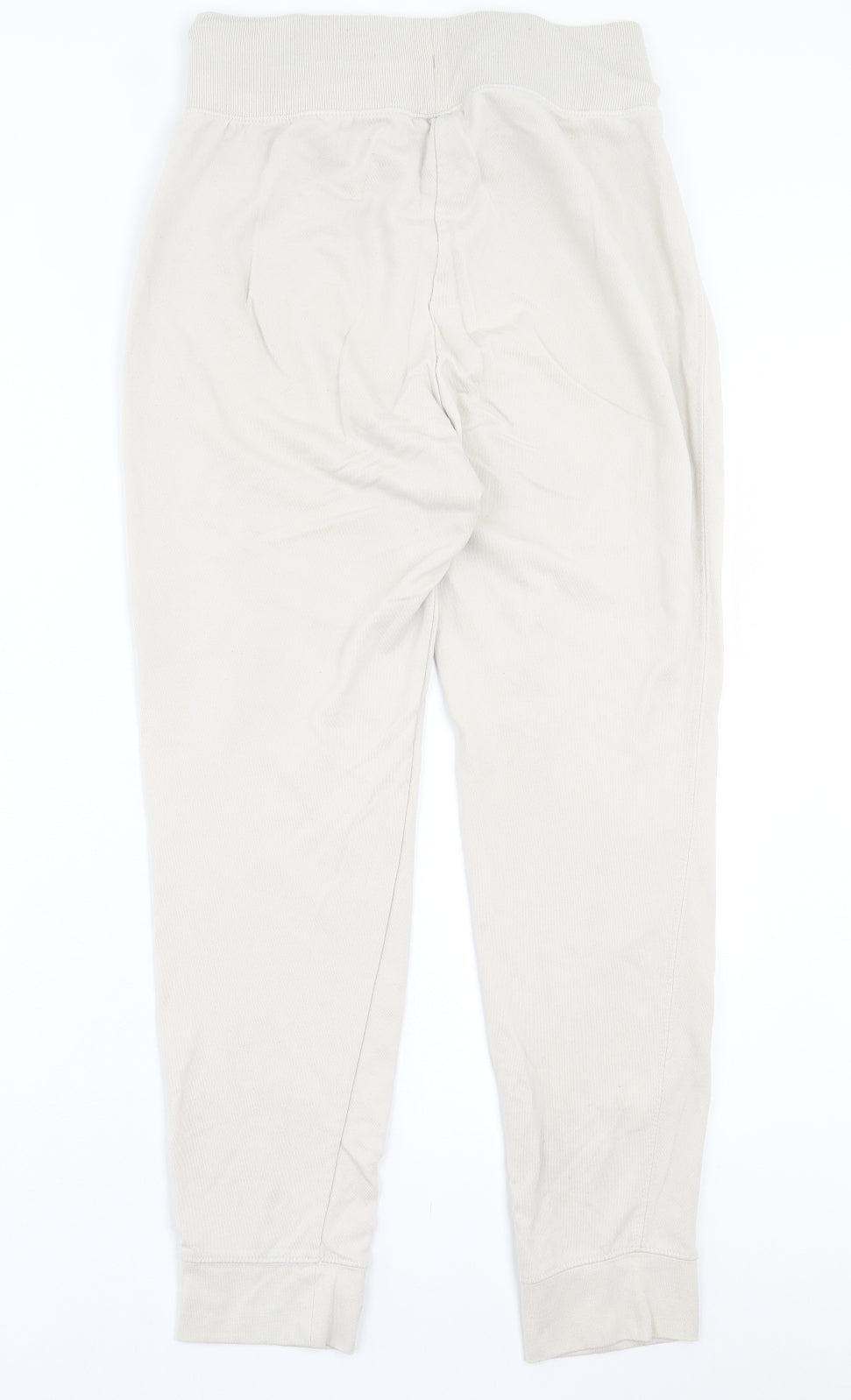 H7m Womens Beige Cotton Jogger Trousers Size M L29 in Slim Drawstring