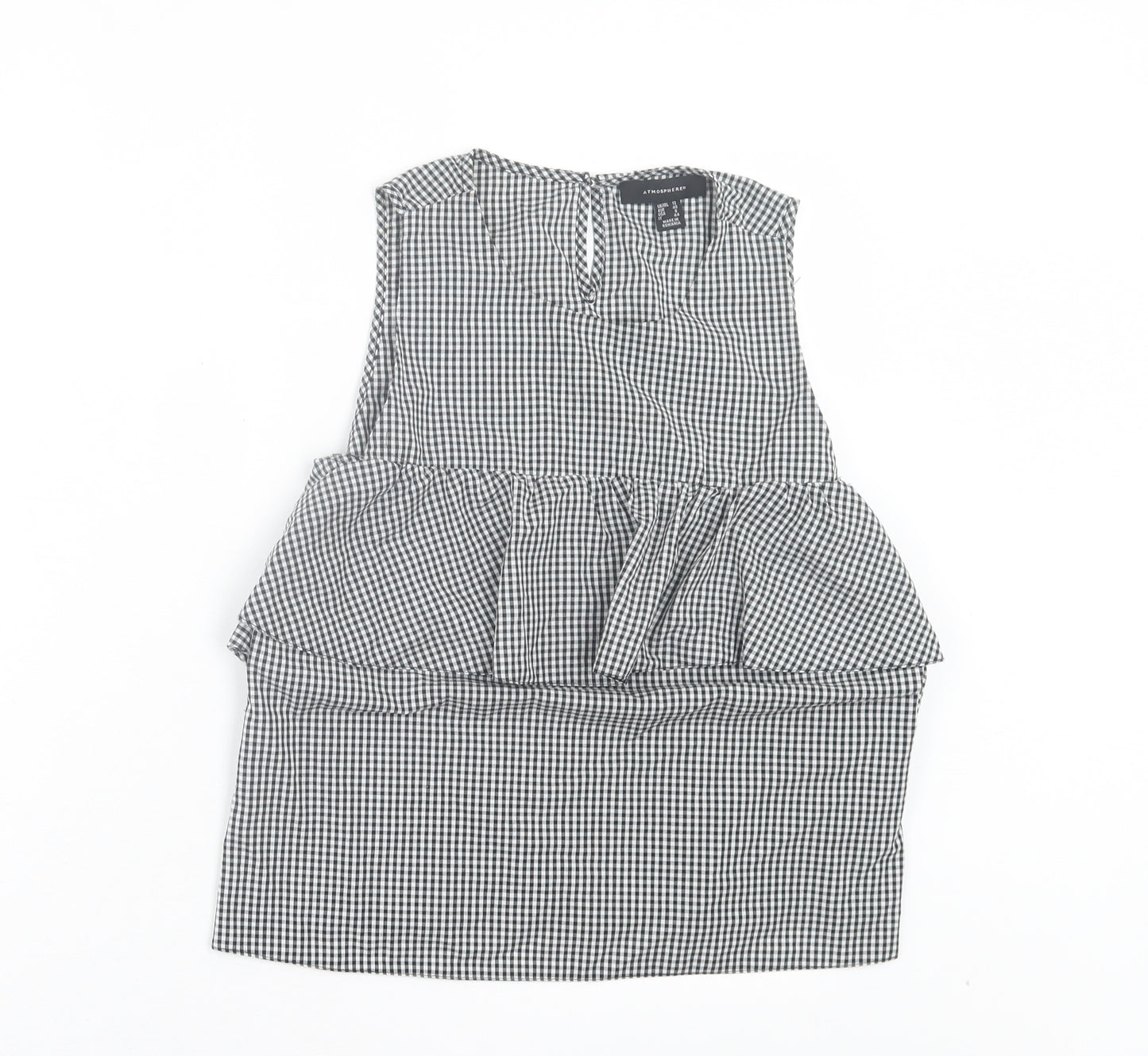 Atmosphere Womens Black Check Cotton Basic Tank Size 12 Crew Neck