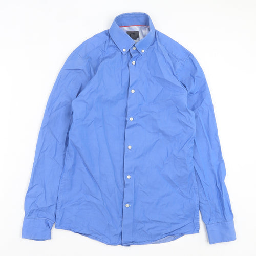 H&M Mens Blue Cotton Button-Up Size S Collared Button