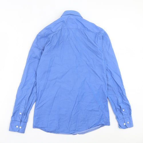 H&M Mens Blue Cotton Button-Up Size S Collared Button