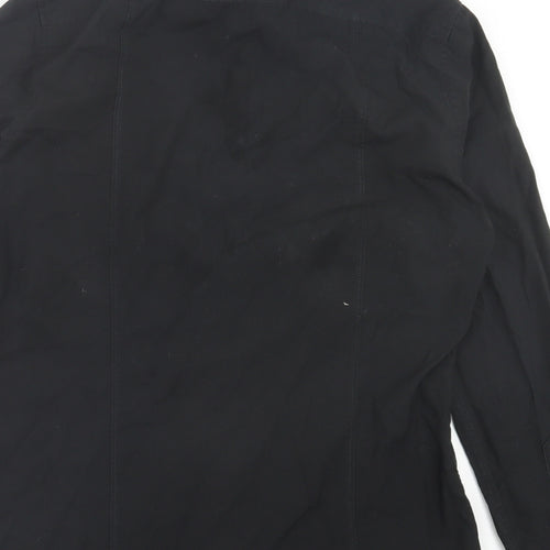 H&M Mens Black Polyester Button-Up Size S Collared Button