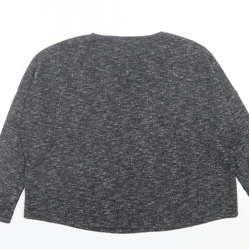 F&F Womens Grey Viscose Basic T-Shirt Size 12 Crew Neck - Ribbed Fabric