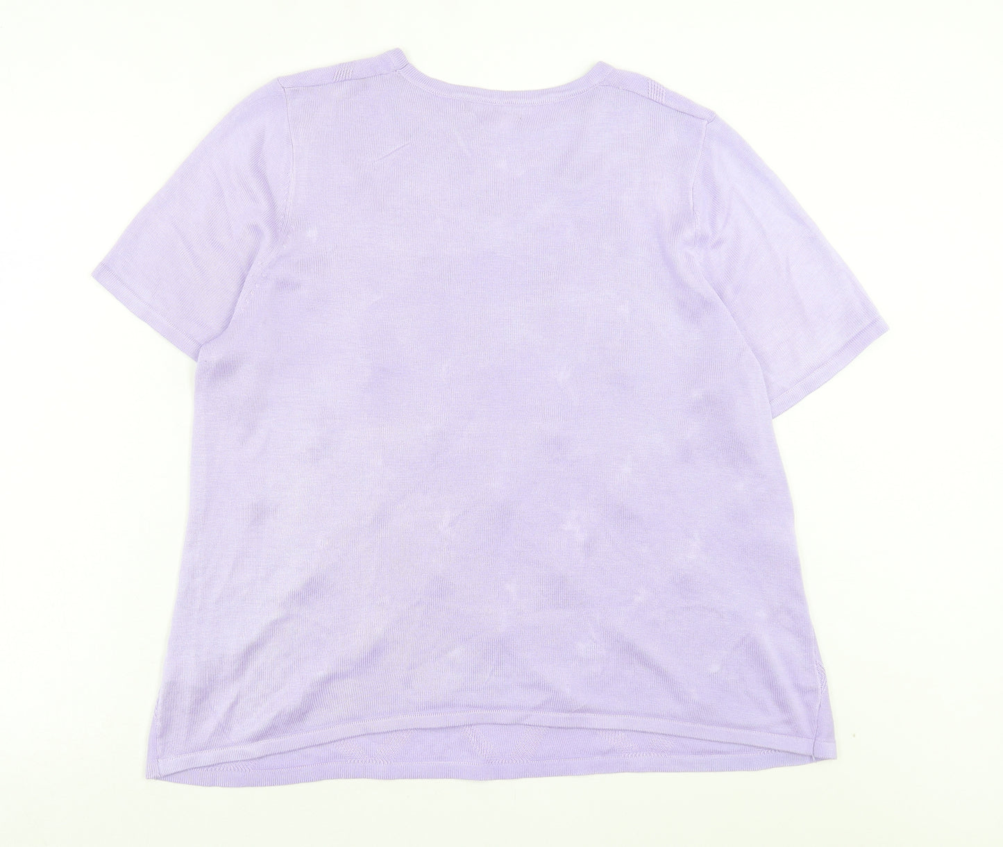 Bonmarch Womens Purple Acrylic Basic T-Shirt Size L Crew Neck