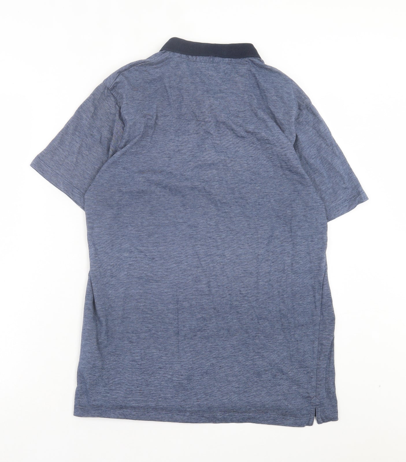 Livergy Mens Blue Cotton Polo Size M Collared Button - Pocket Detail