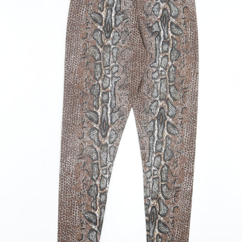 Papaya Womens Brown Animal Print Polyester Capri Trousers Size 10 L27 in Regular - Snake Print