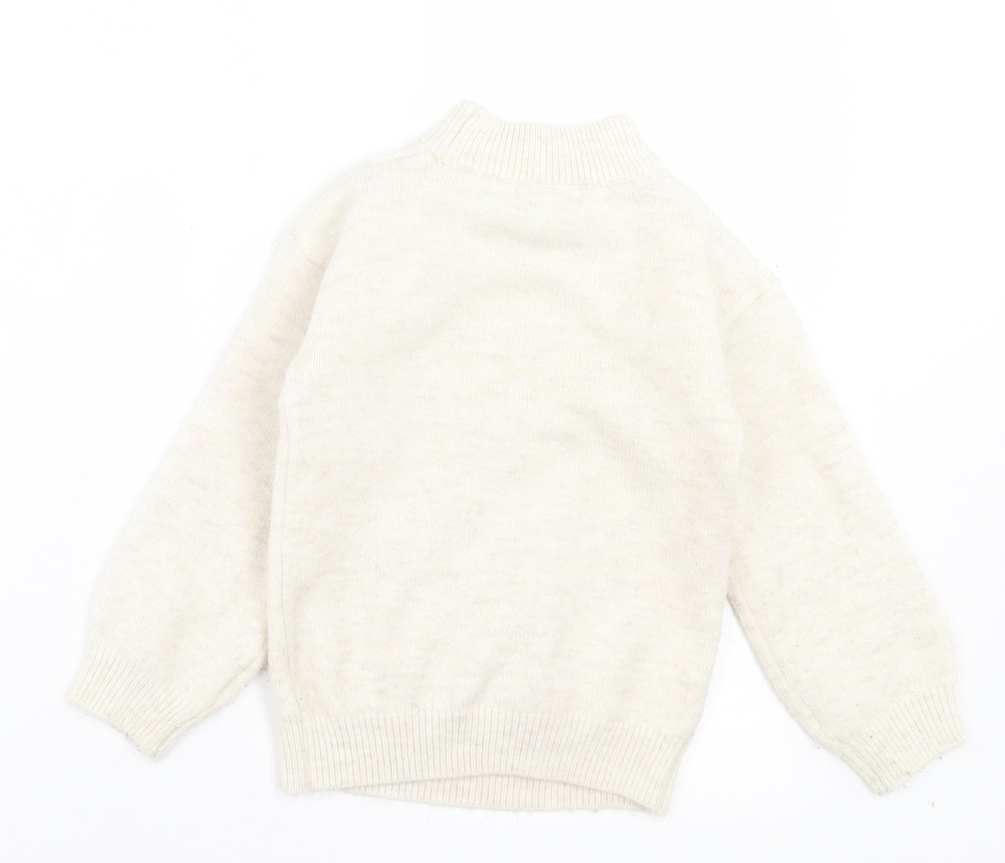 Primark Girls Beige Round Neck Acrylic Pullover Jumper Size 6-7 Years Pullover - Reindeer Christmas