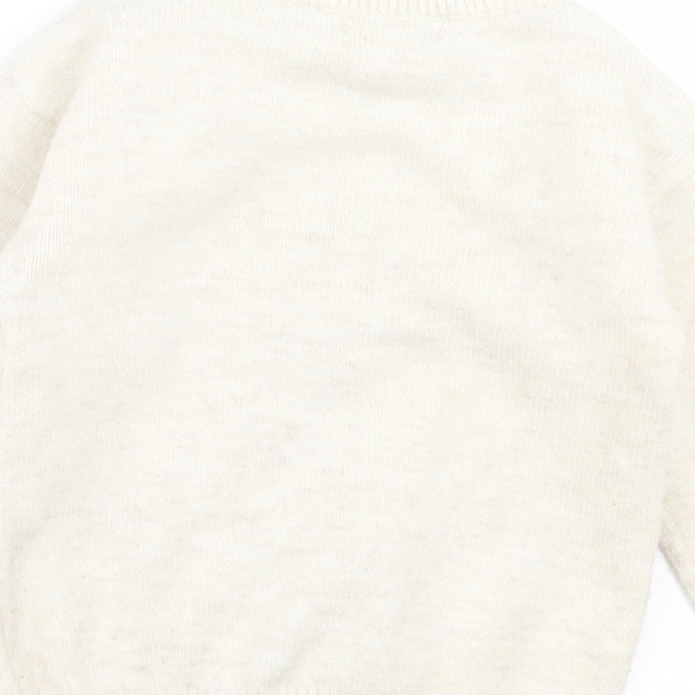 Primark Girls Beige Round Neck Acrylic Pullover Jumper Size 6-7 Years Pullover - Reindeer Christmas
