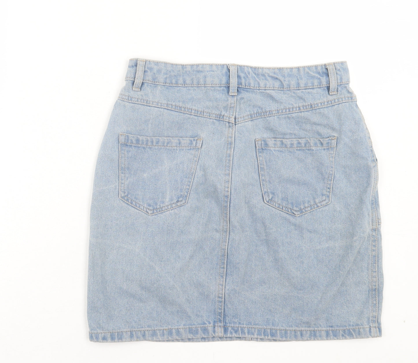 Peacocks Womens Blue Cotton A-Line Skirt Size 10 Button