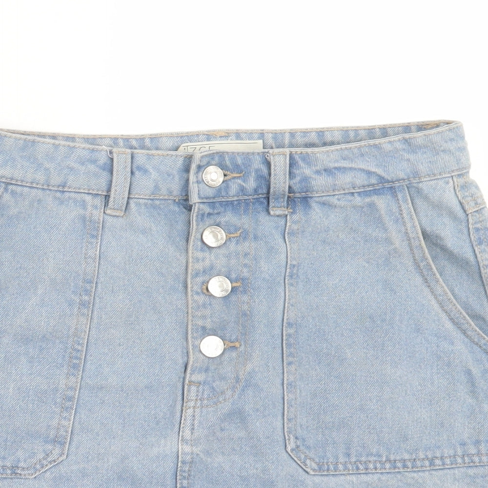 Peacocks Womens Blue Cotton A-Line Skirt Size 10 Button