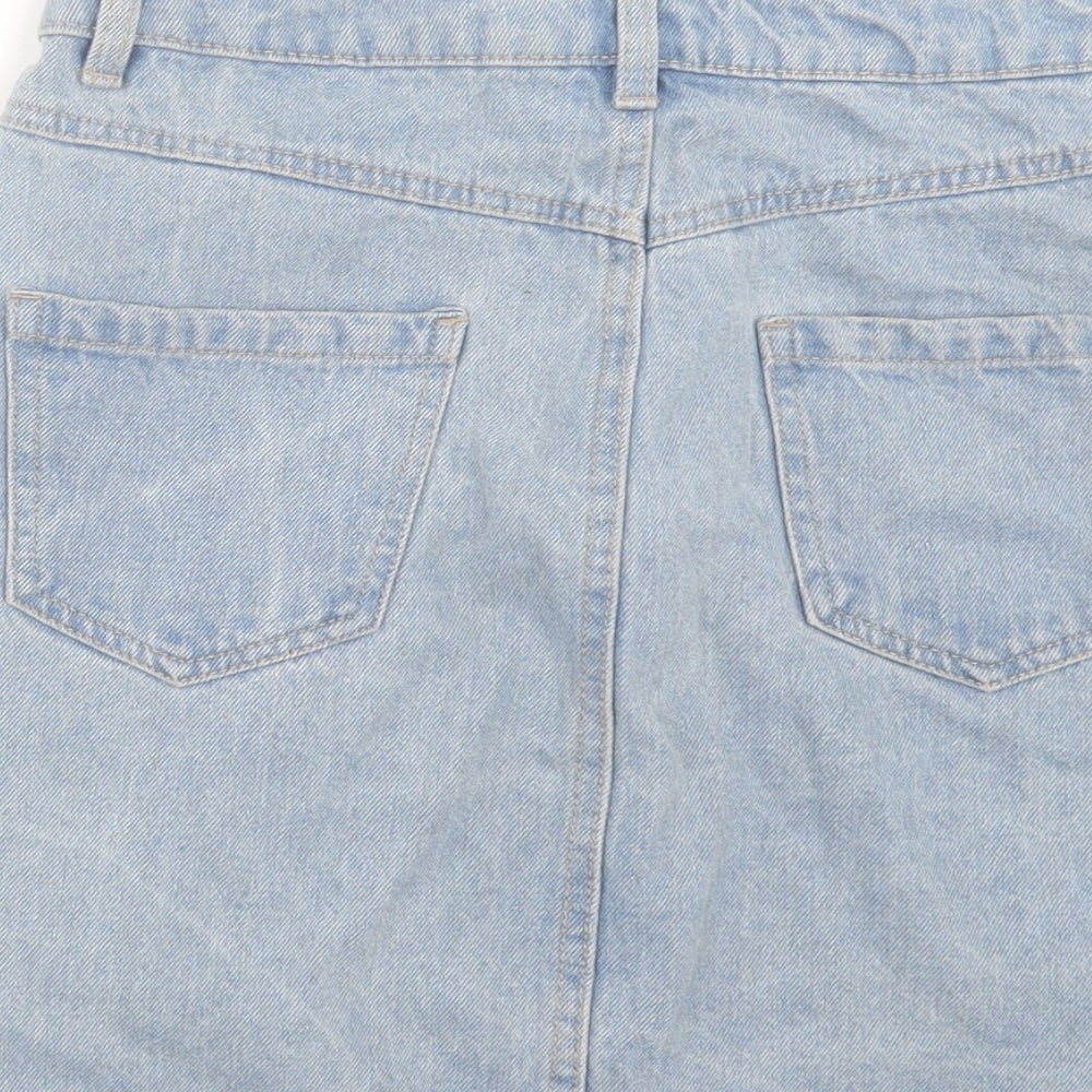 Peacocks Womens Blue Cotton A-Line Skirt Size 10 Button