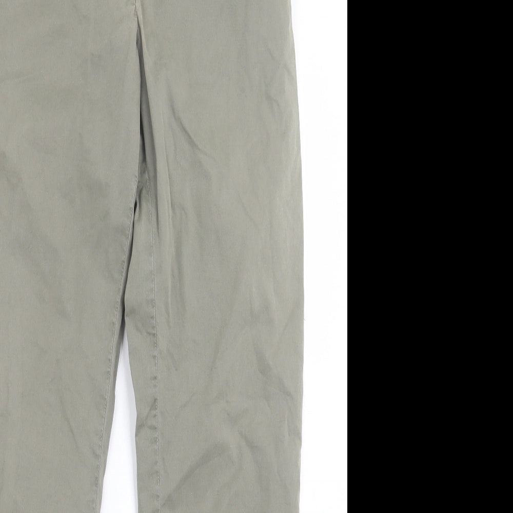 Marks and Spencer Womens Green Cotton Trousers Size 10 L29 in Regular Button
