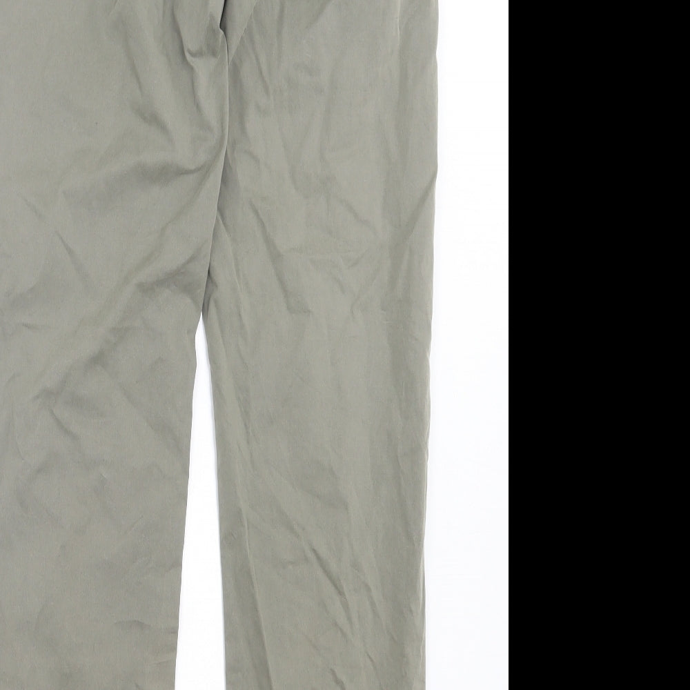 Marks and Spencer Womens Green Cotton Trousers Size 10 L29 in Regular Button