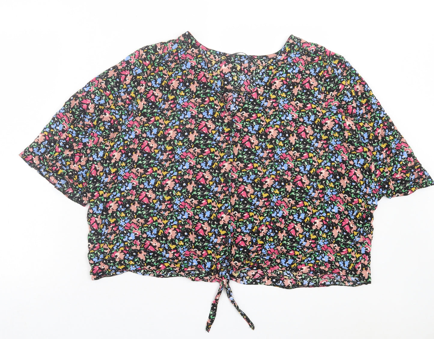 George Womens Multicoloured Floral Viscose Basic Button-Up Size 22 V-Neck - Tie Front