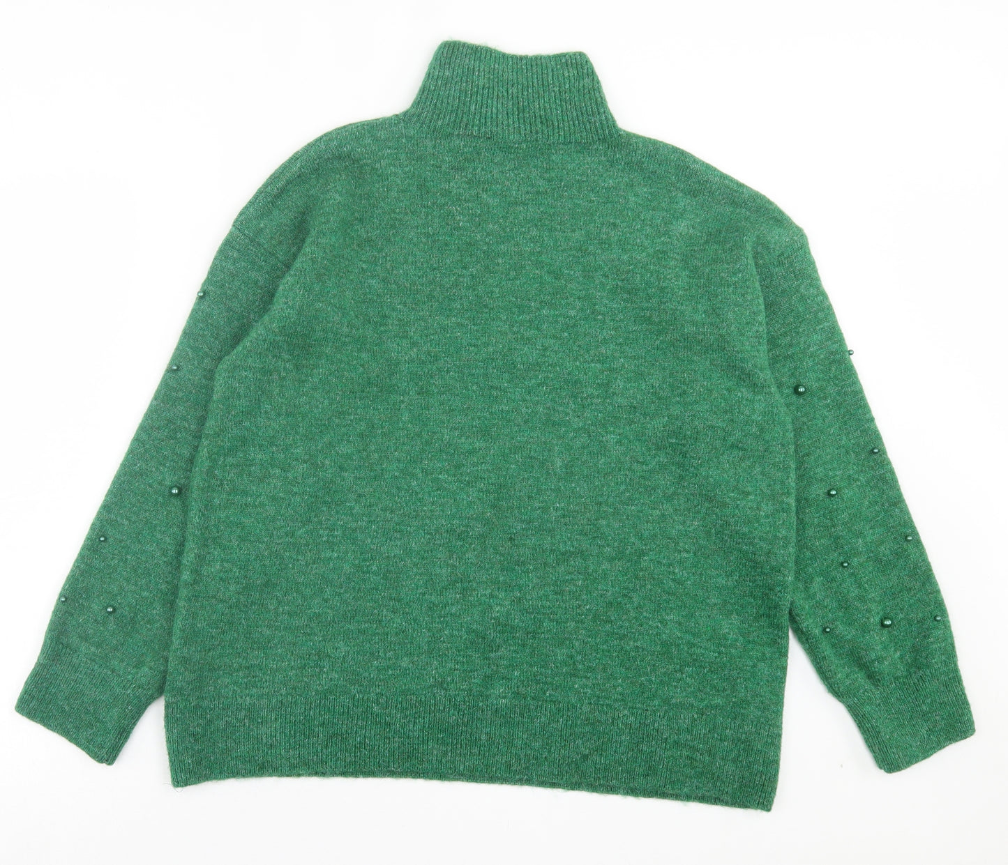 George Womens Green High Neck Acrylic Pullover Jumper Size L