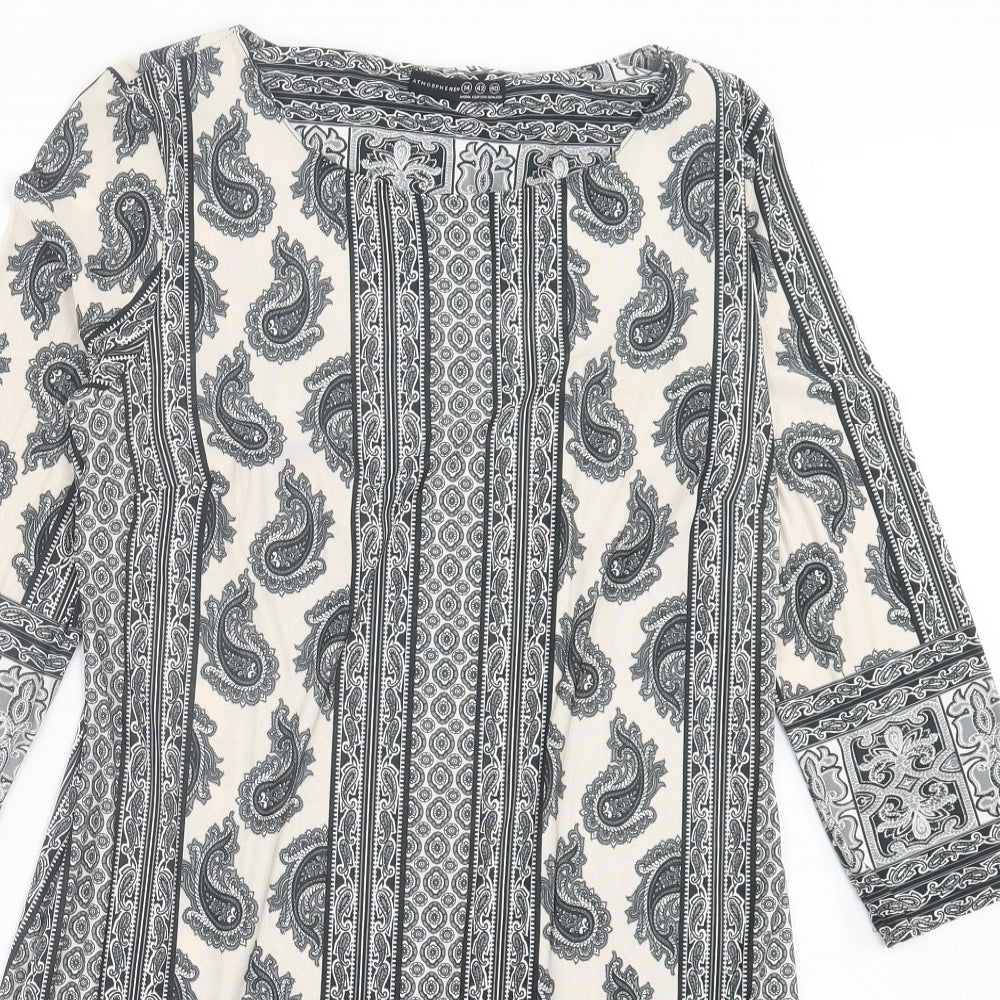 Atmosphere Womens Grey Geometric Polyester A-Line Size 14 Crew Neck Pullover