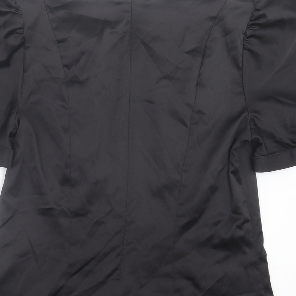 Review Womens Black Polyester Basic Blouse Size 10 Crew Neck - Puff Sleeve