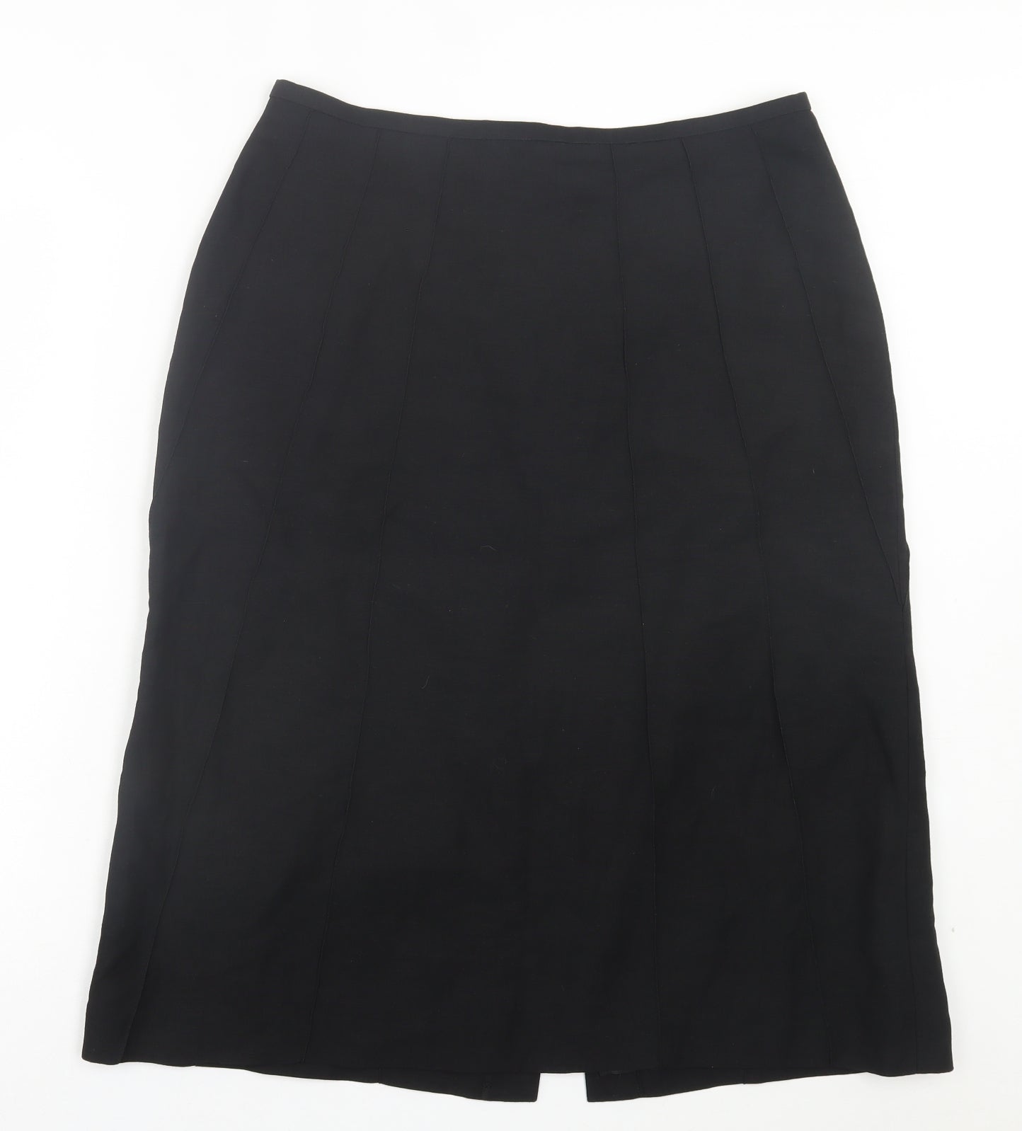 Oasis Womens Black Linen A-Line Skirt Size 14 Zip