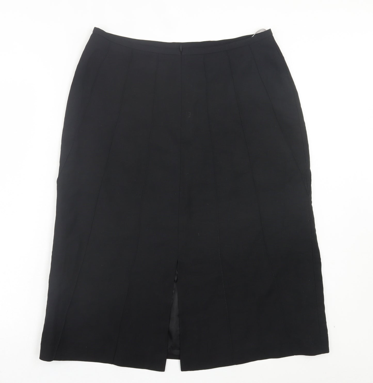 Oasis Womens Black Linen A-Line Skirt Size 14 Zip