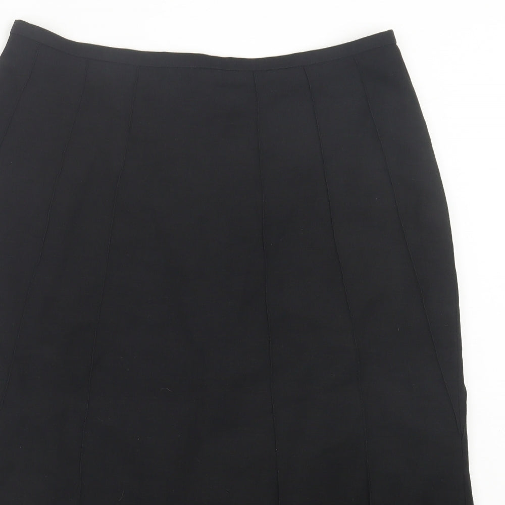 Oasis Womens Black Linen A-Line Skirt Size 14 Zip